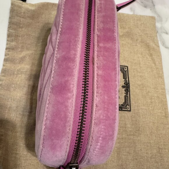 RARE Gucci Pink Velvet Marquise Crystal Mini GG Marmont Shoulder Bag - Picture 12 of 16